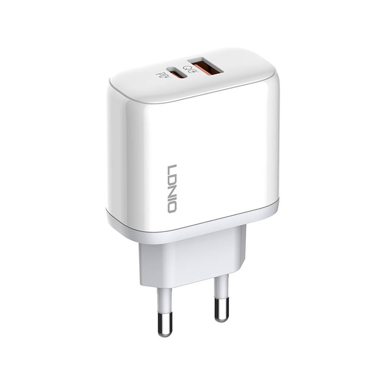 LDNIO A2526C 45W QC3.0 PD Dual Charger Adapter with Type-C Cable-White